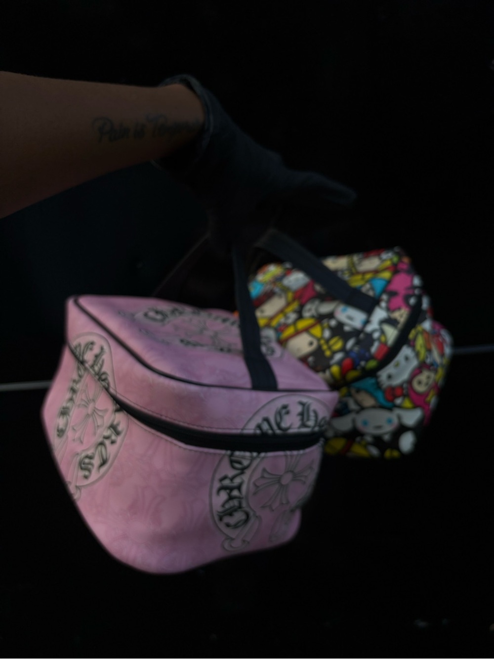 Chrome Hearts Pink Cosmetic Case with Black Straps